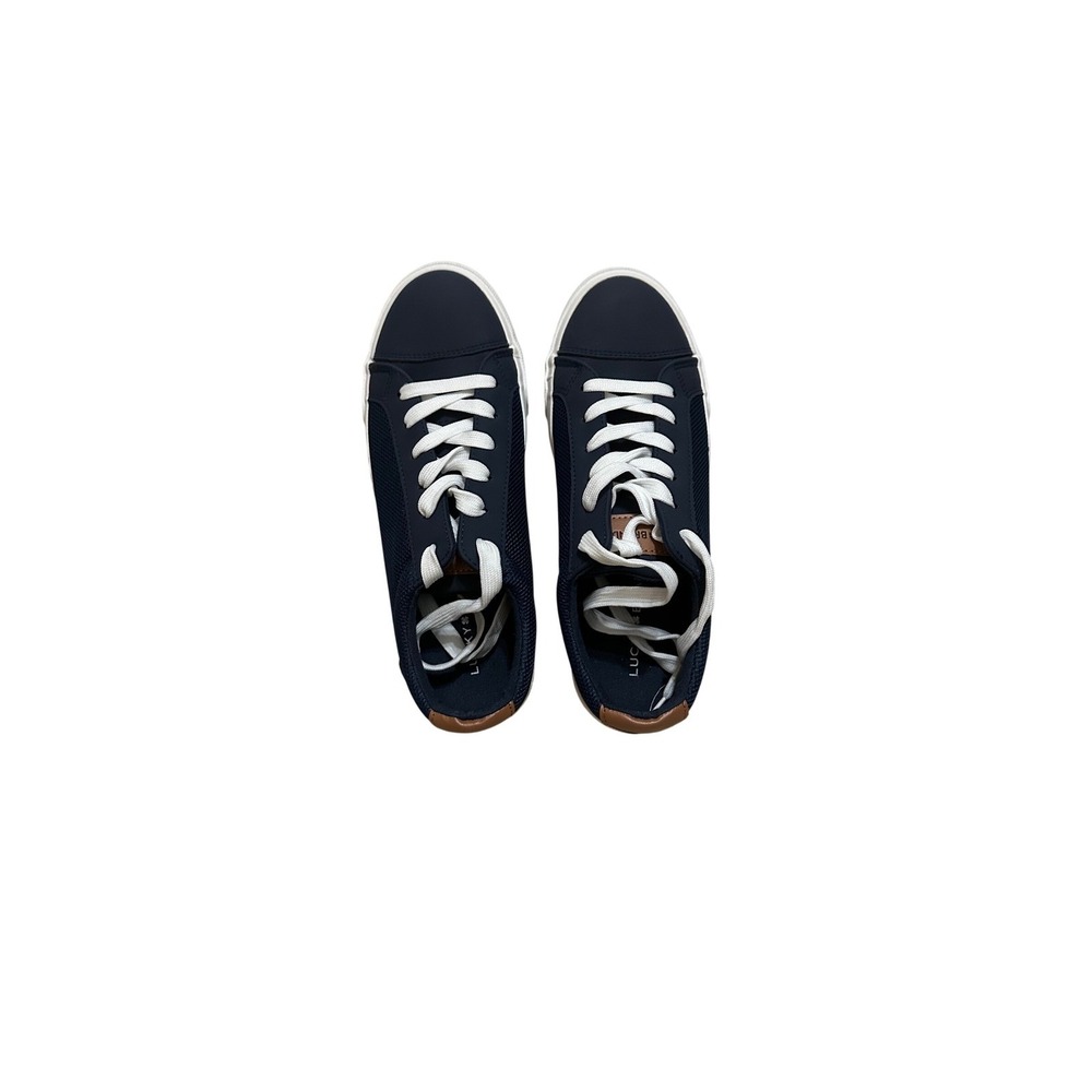 Lucky Brand Mens Navy Blue Mesh Lace Up Low Top Sneakers Casual Shoes Size 9